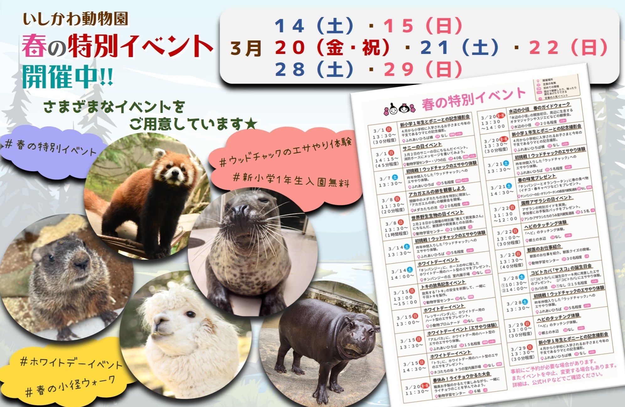 【3/1(日)~3/31(火)】春の特別イベント@いしかわ動物園