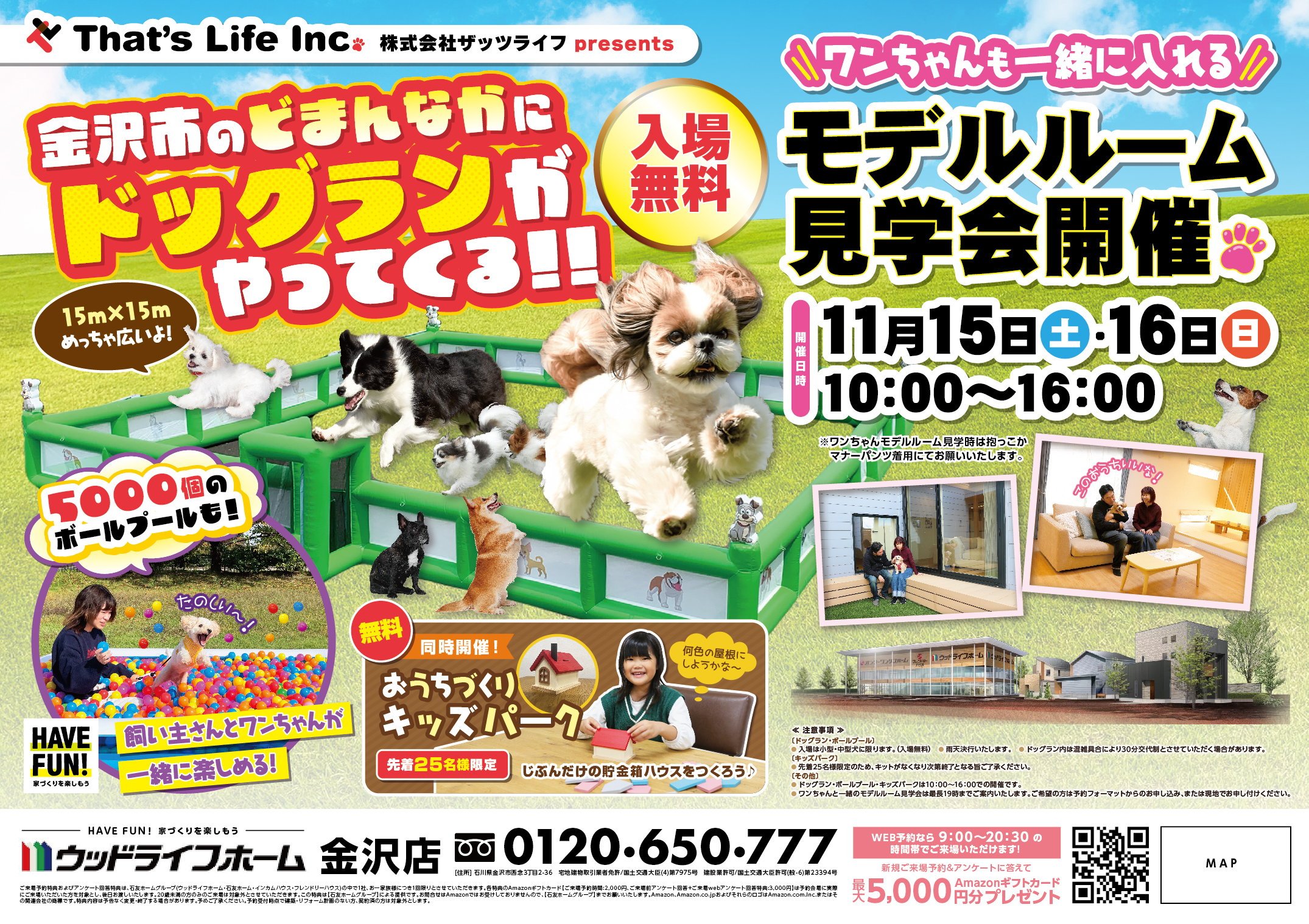 【11/15(土),16(日)】金沢市のドまんなかにドッグランがやってくる！@金沢市~2日間だけウッドライフホームはドッグライフホームに~